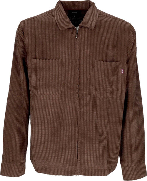 HUF-Camicia-Manica-Lunga-Uomo-Cornelius-Zip-Shirt-Eggplant-da-uomo
