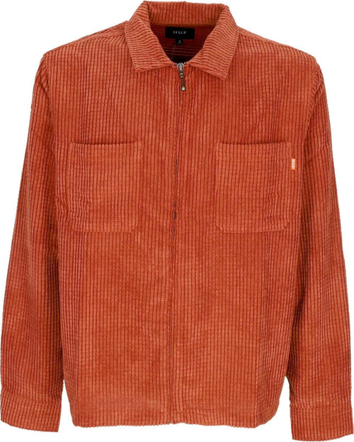 HUF-Camicia-Manica-Lunga-Uomo-Cornelius-Zip-Shirt-Rust-da-uomo