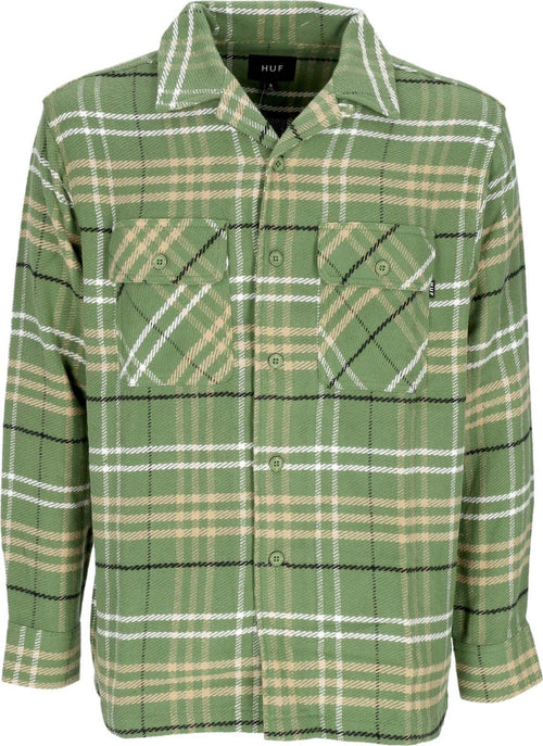 HUF-Camicia-Manica-Lunga-Uomo-Westridge-Woven-Shirt-Avocado-da-uomo
