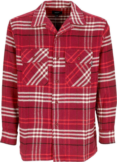 HUF-Camicia-Manica-Lunga-Uomo-Westridge-Woven-Shirt-Berry-da-uomo