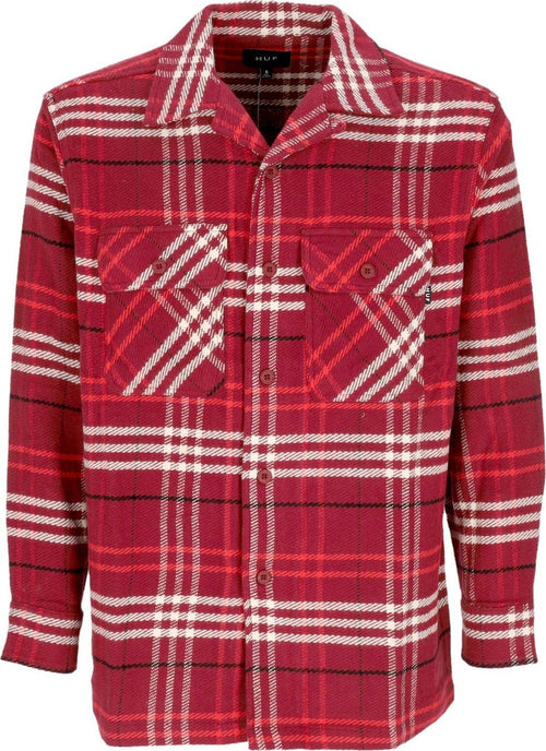 HUF-Camicia-Manica-Lunga-Uomo-Westridge-Woven-Shirt-Berry-da-uomo