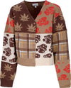 HUF-Cardigan-Donna-Nature-Patchwork-Cardigan-Brown-da-donna