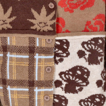 HUF-Cardigan-Donna-Nature-Patchwork-Cardigan-Brown-da-donna
