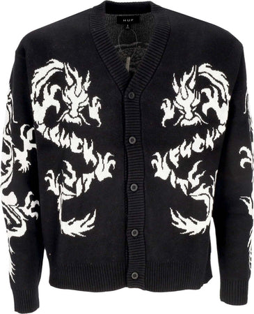 HUF-Cardigan-Uomo-Twin-Dragon-Cardigan-Black-da-uomo