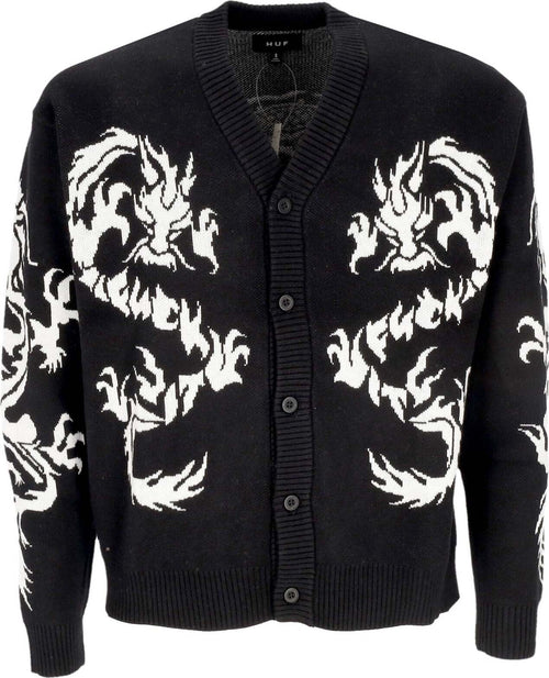 HUF-Cardigan-Uomo-Twin-Dragon-Cardigan-Black-da-uomo