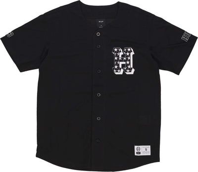 HUF-Casacca-Bottoni-Uomo-H-star-Baseball-Shirt-Black-da-uomo