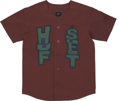 HUF-Casacca-Bottoni-Uomo-Team-Baseball-Jersey-Eggplant-da-uomo