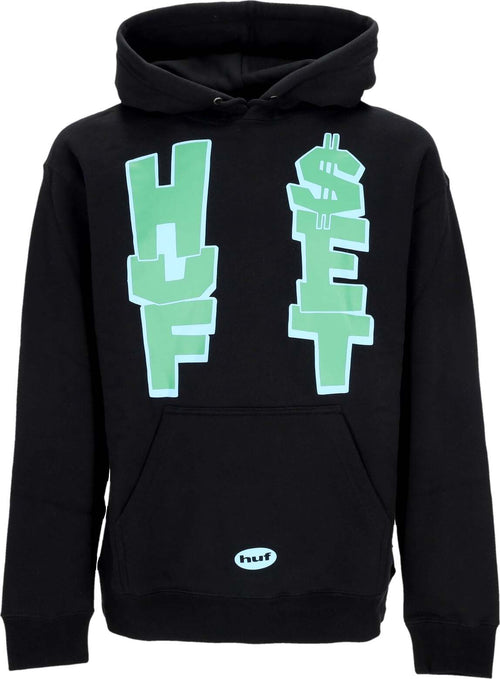 HUF-Felpa-Cappuccio-Uomo-Anthem-Po-Hoodie-Black-da-uomo