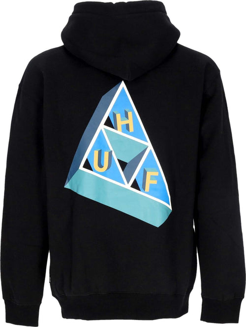 HUF-Felpa-Cappuccio-Uomo-Based-Triple-Triangle-Po-Hoodie-Black-da-uomo