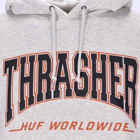 HUF-Felpa-Cappuccio-Uomo-Bayview-P/o-Hoodie-X-Thrasher-Athletic-Heather-da-uomo