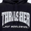 HUF-Felpa-Cappuccio-Uomo-Bayview-P/o-Hoodie-X-Thrasher-Black-da-uomo