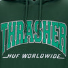 HUF-Felpa-Cappuccio-Uomo-Bayview-P/o-Hoodie-X-Thrasher-Forest-Green-da-uomo