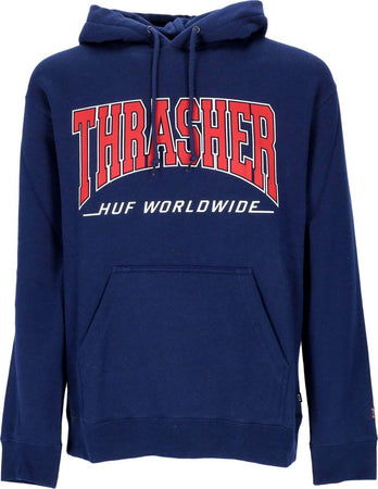 HUF-Felpa-Cappuccio-Uomo-Bayview-P/o-Hoodie-X-Thrasher-Navy-da-uomo
