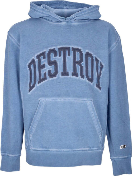 HUF-Felpa-Cappuccio-Uomo-Destroy-Rebuild-Fader-Hoodie-Blue-da-uomo
