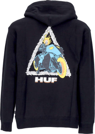 HUF-Felpa-Cappuccio-Uomo-Ghost-Rider-Triple-Triangle-Po-Hoodie-X-Marvel-Black-da-uomo