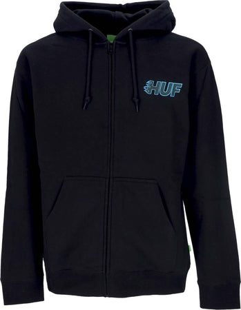 HUF-Felpa-Cappuccio-Zip-Uomo-Enforcer-Full-Zip-Hoodie-Black-da-uomo