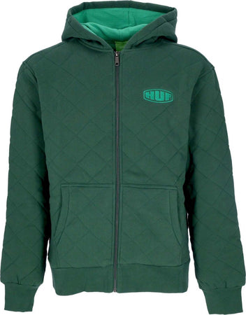 HUF-Felpa-Cappuccio-Zip-Uomo-Workman-Quilted-Full-Zip-Forest-Green-da-uomo