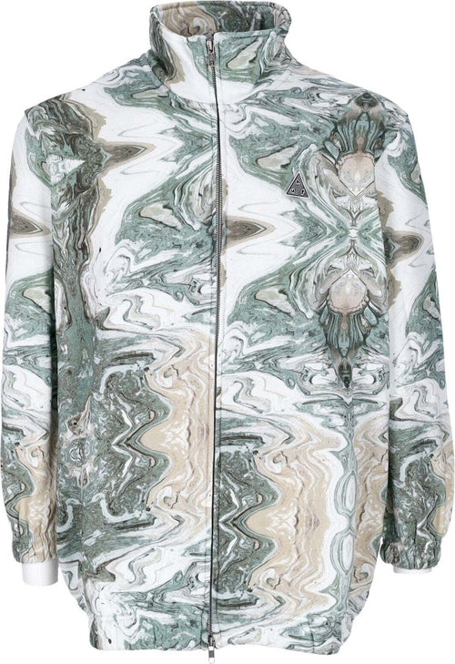 HUF-Felpa-Collo-Alto-Donna-Swirl-Oversized-Fleece-Full-Zip-Olive-da-donna