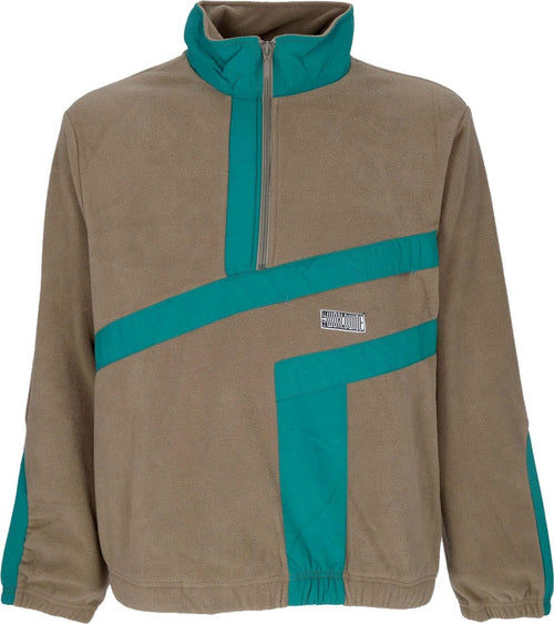 HUF-Felpa-Collo-Alto-Uomo-Range-Quarter-Zip-Polar-Fleece-Olive-da-uomo