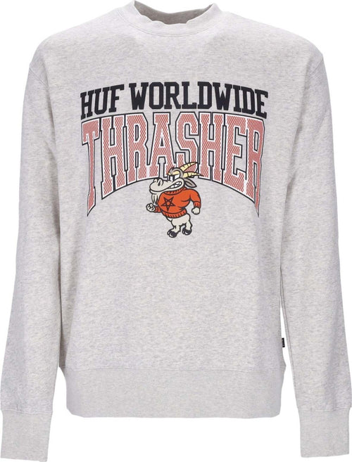 HUF-Felpa-Girocollo-Uomo-Candlestick-Crewneck-X-Thrasher-Athletic-Heather-da-uomo
