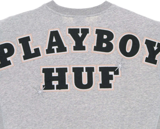 HUF-Felpa-Girocollo-Uomo-Rabbit-Head-Crew-X-Playboy-Grey-Heather-da-uomo