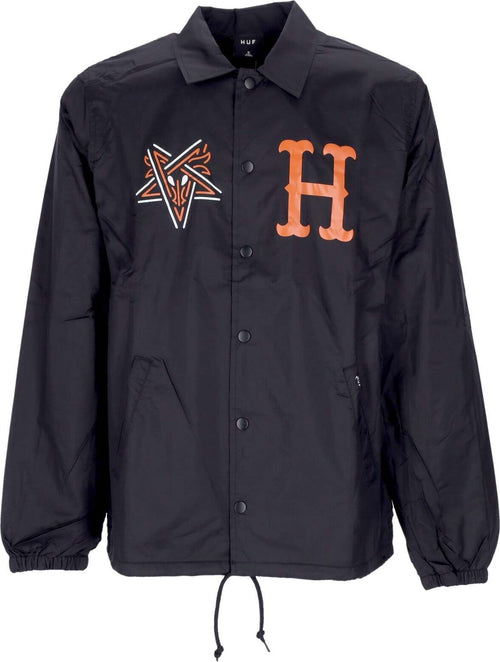HUF-Giacca-Coach-Jacket-Uomo-Split-Coaches-Jacket-X-Thrasher-Black-da-uomo