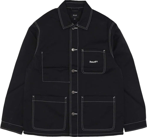 HUF-Giacca-Workwear-Uomo-Contrast-Nylon-Chore-Jacket-Black-da-uomo