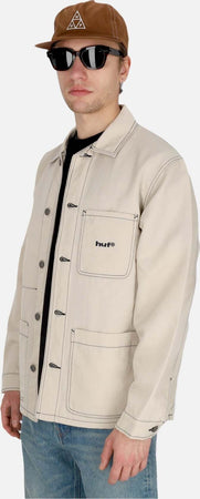 HUF-Giacca-Workwear-Uomo-Contrast-Nylon-Chore-Jacket-Cream-da-uomo
