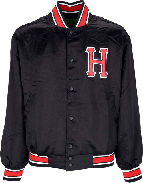 HUF-Giubbotto-Bomber-Uomo-Crackerjack-Satin-Baseball-Jacket-Black-da-uomo