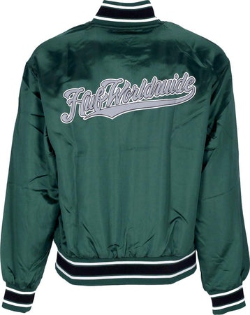 HUF-Giubbotto-Bomber-Uomo-Crackerjack-Satin-Baseball-Jacket-Forest-Green-da-uomo
