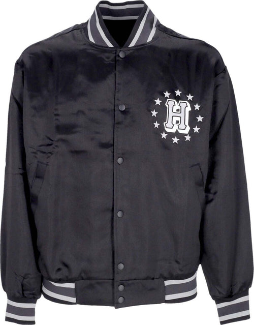 HUF-Giubbotto-Bomber-Uomo-Galactic-Stack-Baseball-Jacket-Black-da-uomo