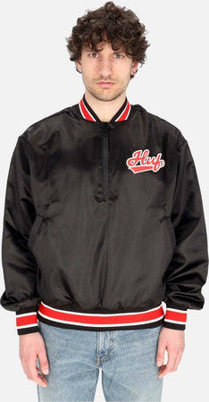 HUF-Giubbotto-Bomber-Uomo-Pop-Fly-Satin-Baseball-Jacket-Black-da-uomo