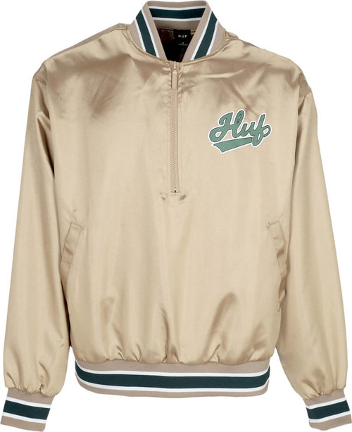 HUF-Giubbotto-Bomber-Uomo-Pop-Fly-Satin-Baseball-Jacket-Tan-da-uomo