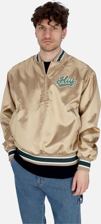 HUF-Giubbotto-Bomber-Uomo-Pop-Fly-Satin-Baseball-Jacket-Tan-da-uomo