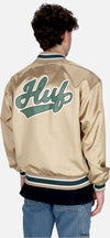 HUF-Giubbotto-Bomber-Uomo-Pop-Fly-Satin-Baseball-Jacket-Tan-da-uomo