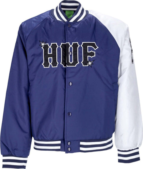 HUF-Giubbotto-Bomber-Uomo-Satin-Baseball-Jacket-Navy-da-uomo