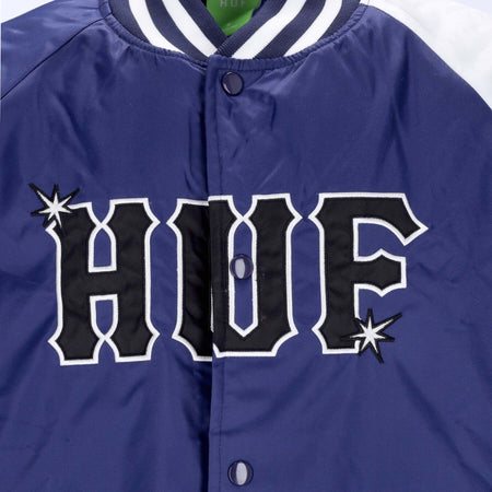 HUF-Giubbotto-Bomber-Uomo-Satin-Baseball-Jacket-Navy-da-uomo