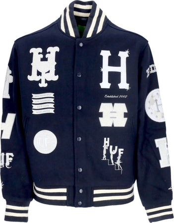 HUF-Giubbotto-College-Uomo-20-Year-Classic-H-Varsity-Jacket-Navy-da-uomo