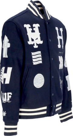 HUF-Giubbotto-College-Uomo-20-Year-Classic-H-Varsity-Jacket-Navy-da-uomo