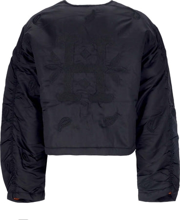 HUF-Giubbotto-Corto-Donna-Paisley-Satin-Bomber-Black-da-donna