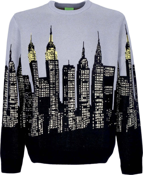 HUF-Maglione-Uomo-Skyline-Crew-Sweater-Light-Blue-da-uomo