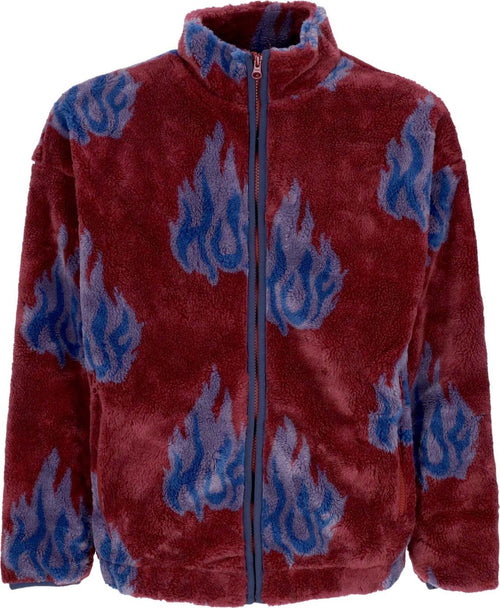 HUF-Orsetto-Uomo-Flamin-Zip-Sherpa-Fleece-Berry-da-uomo