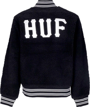 HUF-Orsetto-Uomo-Sherpa-Varsity-Jacket-Black-da-uomo