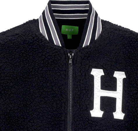 HUF-Orsetto-Uomo-Sherpa-Varsity-Jacket-Black-da-uomo