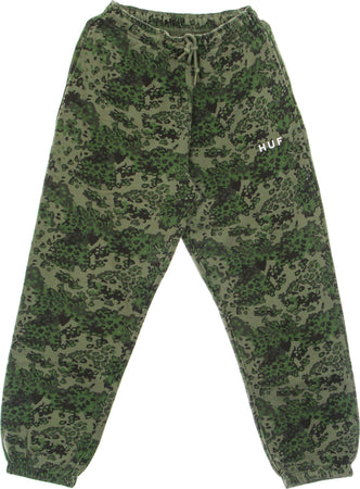 HUF-Pantalone-Tuta-Felpato-Donna-Contra-Fleece-Pant-Green-Camo-da-donna
