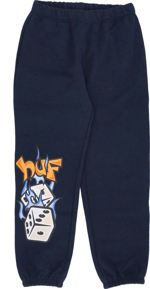 HUF-Pantalone-Tuta-Felpato-Uomo-Dicey-Fleece-Pant-Navy-da-uomo