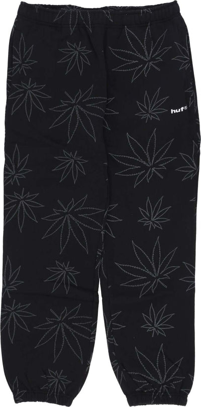 HUF-Pantalone-Tuta-Felpato-Uomo-Plantlife-Fleece-Pant-Black-da-uomo