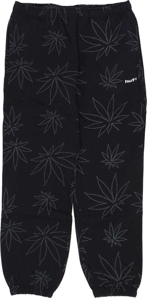 HUF-Pantalone-Tuta-Felpato-Uomo-Plantlife-Fleece-Pant-Black-da-uomo