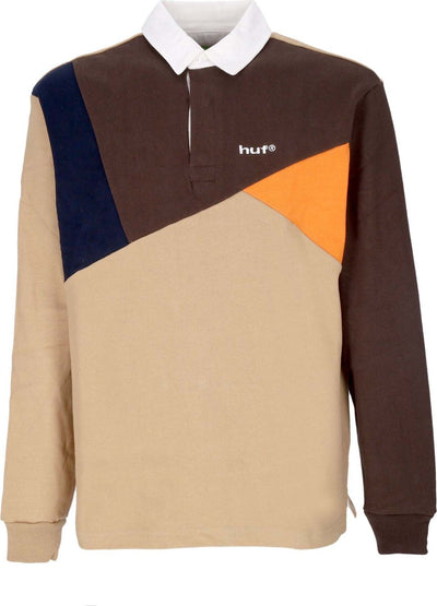 HUF-Polo-Manica-Lunga-Uomo-Mixed-Up-L/s-Knit-Polo-Khaki-da-uomo