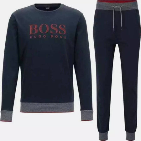 Hugo Boss Completo Tuta Sportivo Uomo Homewear Blu Maxi Logo Maglia e Pantaloni Coordinato Blu e Rossa Tuta Hugo Boss Euforia - Bronte, Commerciovirtuoso.it